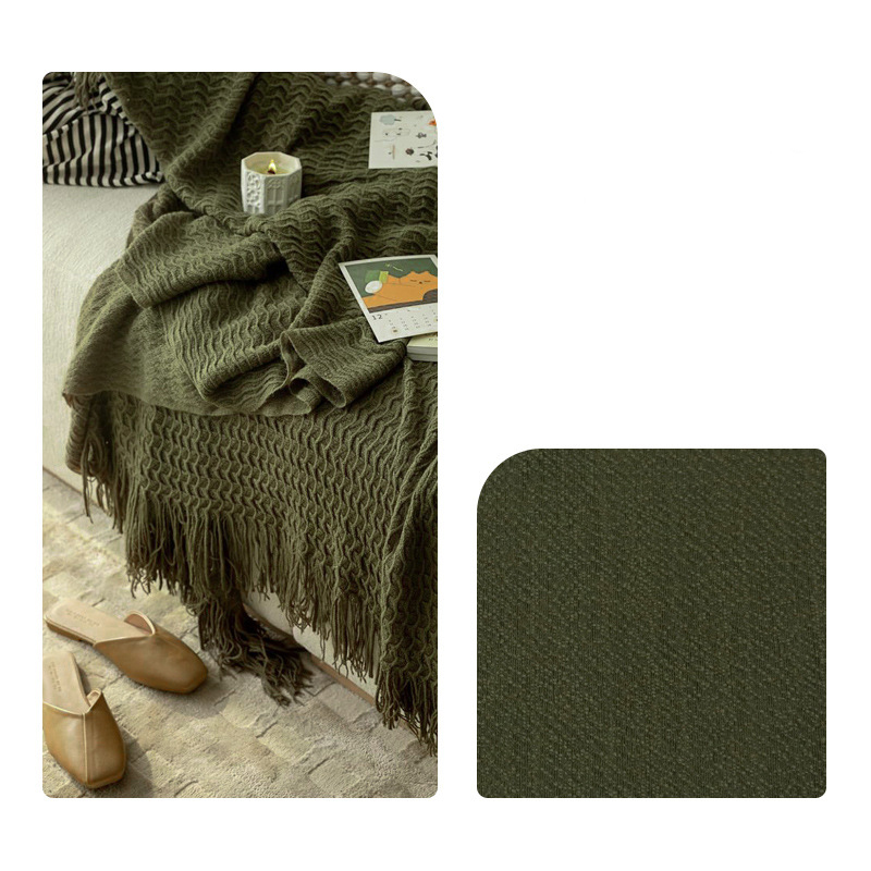 A933 High-weight cotton and linen texture blackout chenille curtains in antique style retro green cream rice with black edges Curtain