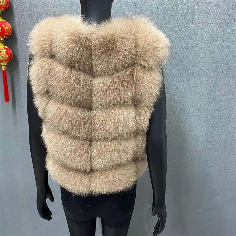 Ladies Winter Autumn Coat Warm Made Of Natural Women's Real Fur Vest Genuine