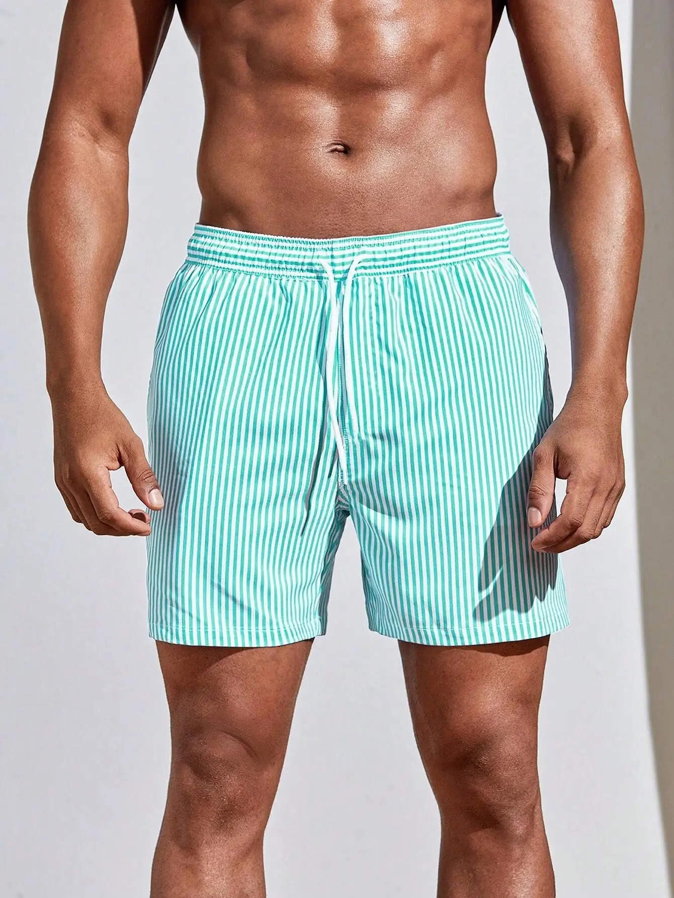 Funny 3D Stripe Print Male Shorts Summer Beach Vacation Swimming Shorts Fashion Drawstring With Pockets Gym Shorts Casual Shorts 250310
