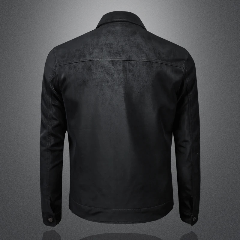 autumn and winter highquality leather jacket single breasted slim fit plus size mens M5XL 250312