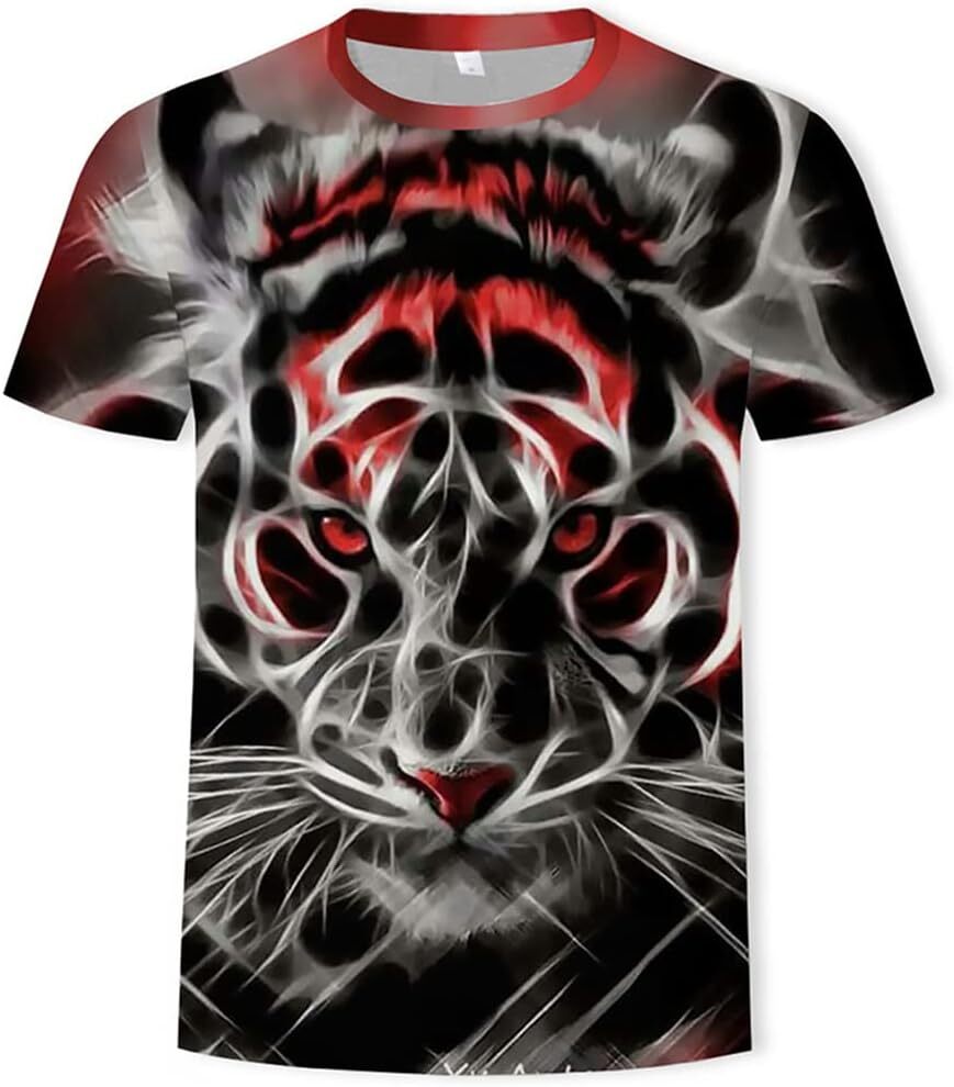 Mens T shirt Vikings 3D Digital Print Tiger Head Pattern T-Shirt, Men's Summer Casual Tattoo Short Sleeve tee Casual tops summer clothes cool