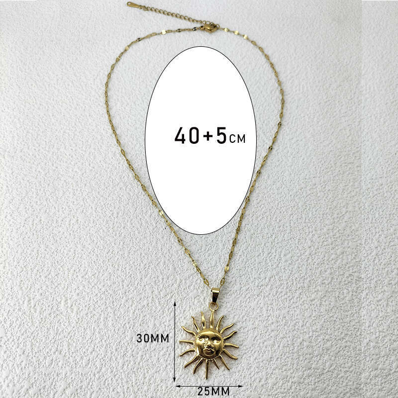 Fashionable New Sun Pendant Exquisite Stainless Steel Necklace Earrings Ear Accessories Women's Gift