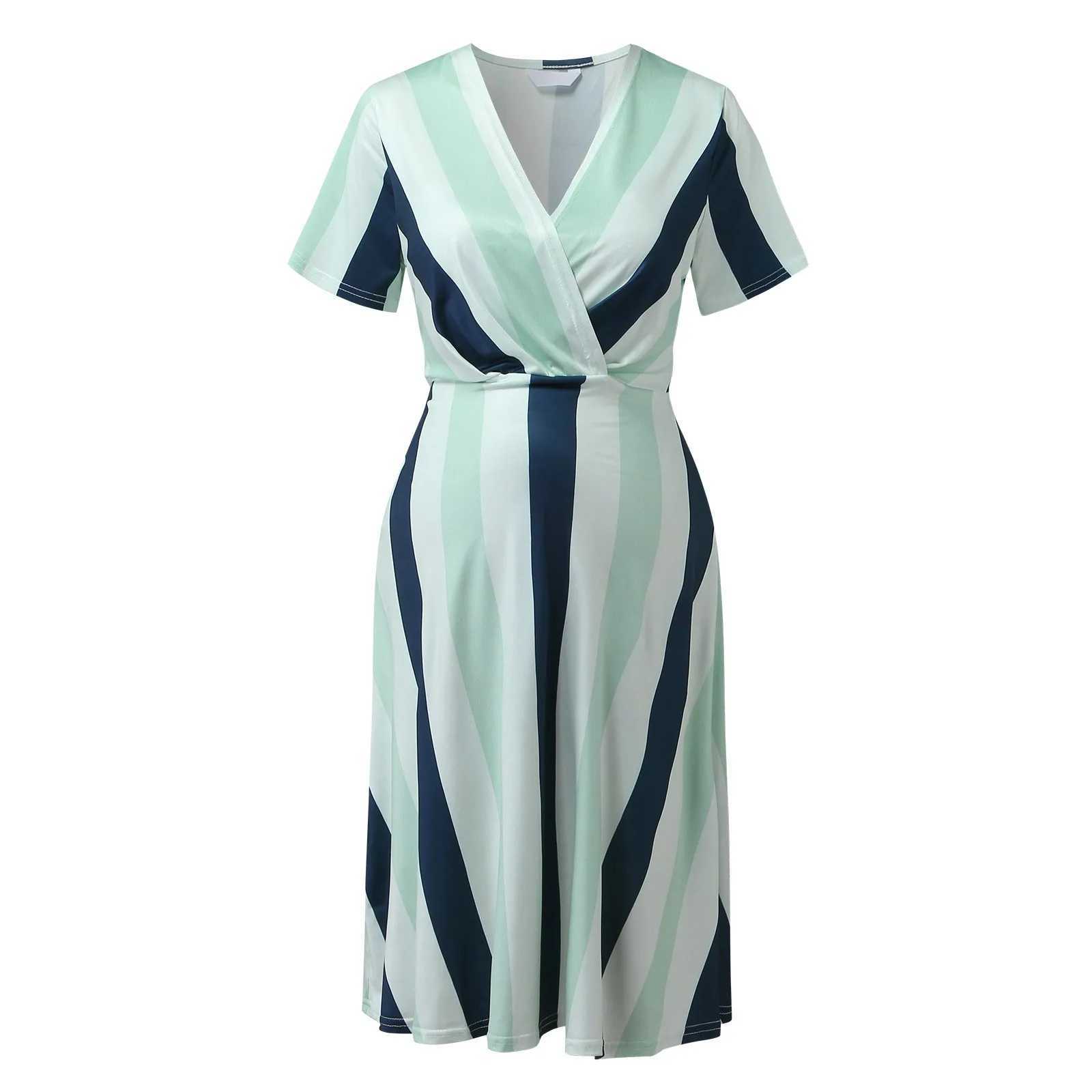 Spaghetti Dress Loose Casual Maternity Women Beach Striped Printed A Line Lace Short Sleeve Dresses T250311