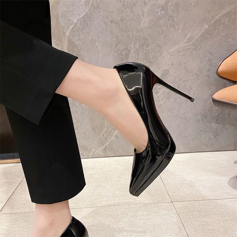 Designer shoes Korean patent leather sexy women's shoes, fashionable pointed thin heels, elegant high heels, fairy style, simple single shoe for 