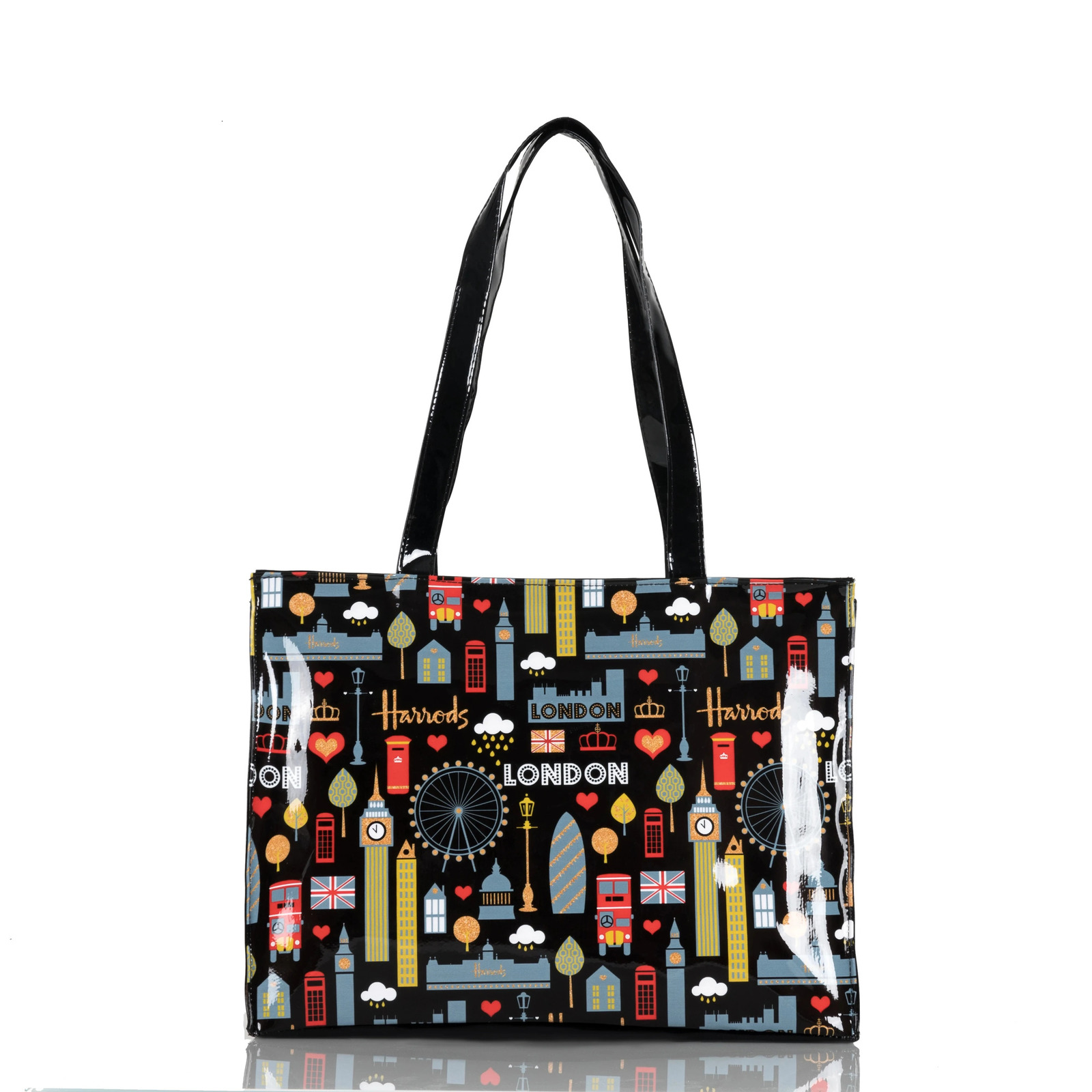 Fashion PVC Reusable Shopping Bag Womens Bag Eco Friendly London Shopper Bag Large Capacity Waterproof Handbag Shoulder Bag 250305