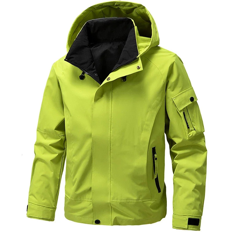 Windproof Mens Cargo Jacket Spring Waterproof Zipper Bomber Camping Loose Soft Shell Hiking 250312