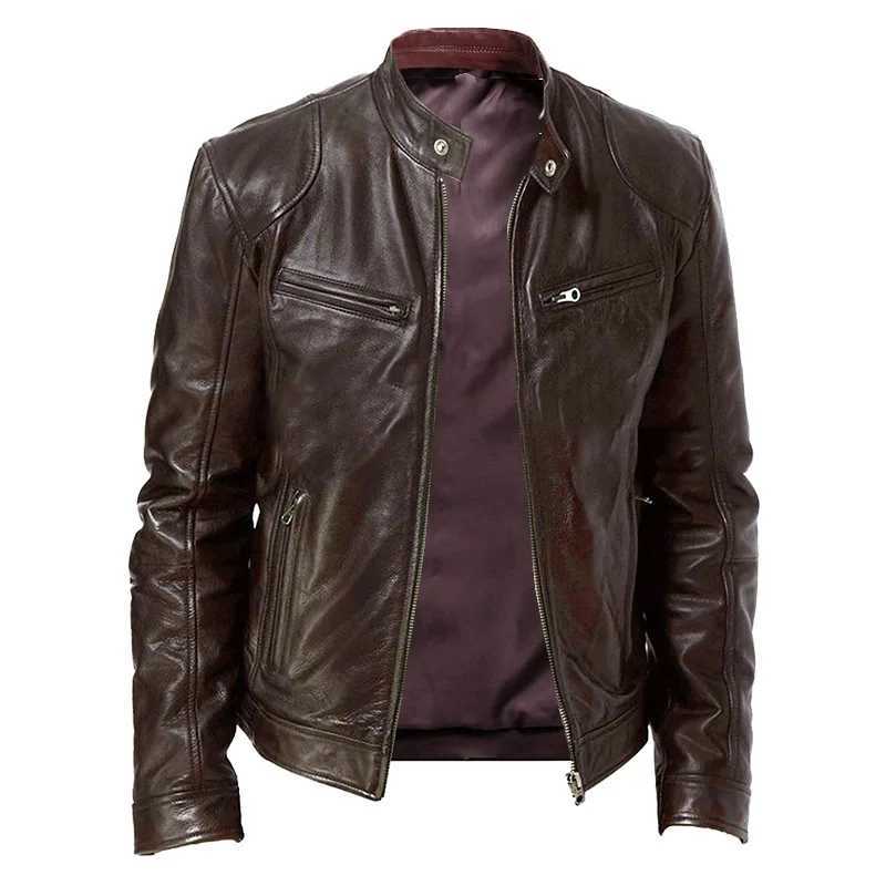 2023 Spring Casual Motorcycle Mens PU Jacket Biker Leather Coats Windbreaker Leather Jacket Men Leather Jackets Slim ClothingT250311