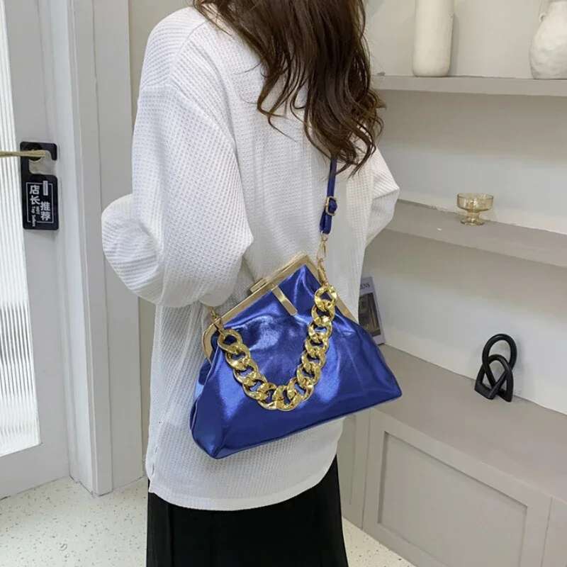 Designer Bag: Chic Women's Crossbody, Gold Chain hot Bag, Shiny Leather Fashion Crossbody Bag for Daily Use