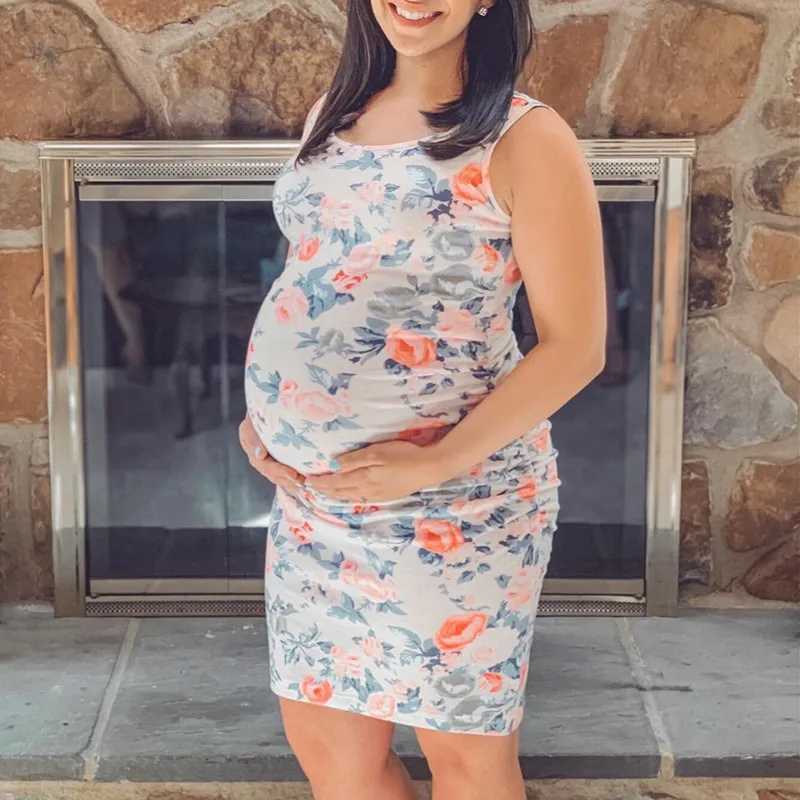 Maternity Dress Summer Soft Side Ruched Bodycon Dresses Pregnancy Sundresses Clothing for Pregnant WomenT250311