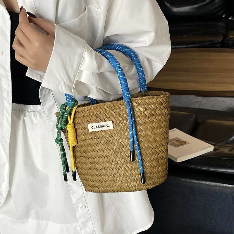LEFTSIDE Small Weave For Women 2025 Summer New Shoulder Bags Lady Handbag Females Straw Tote Beach Hand Bag