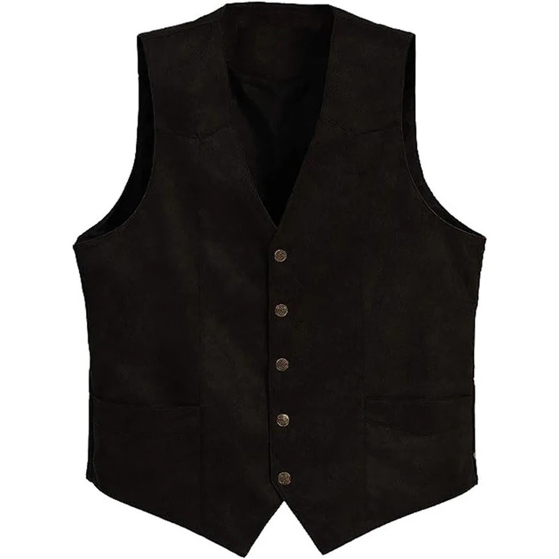 Mens VNeck Suit Vest Slim Fit Business Formal Dress Buttonup Single Breasted Waistcoat 250312