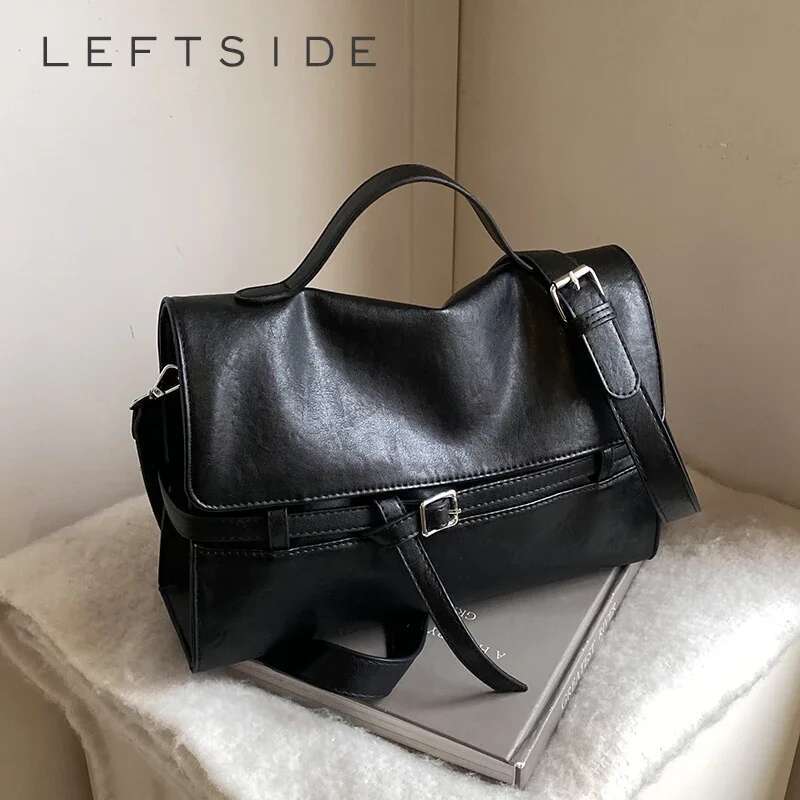 LEFTSIDE Small PU Leather Crossbody Bags Lady Short Handle Shoulder Bag For Women 2024 Designer Y2k Fashion Handbags And Purses