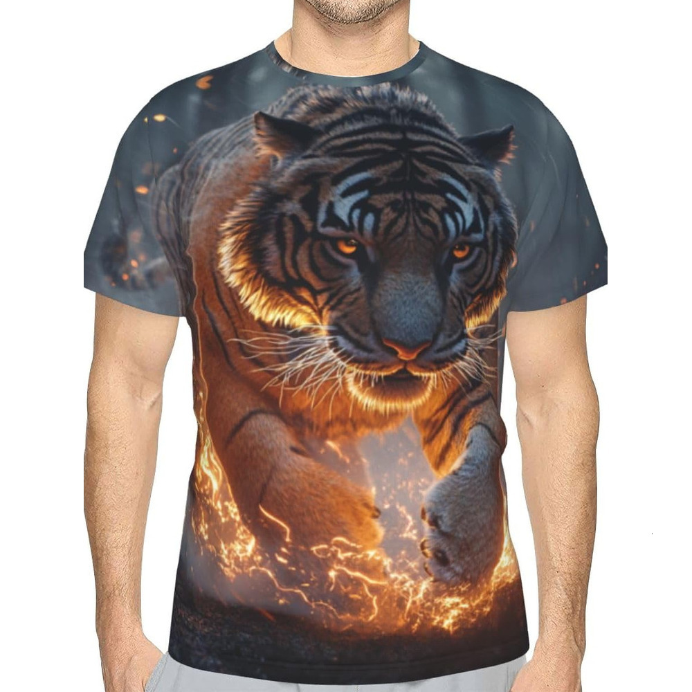 Mens T shirt Unisex Novelty Tiger Running 3D Pattern Printed T-Shirts Lightning Tiger Men Women Summer Casual Round Neck Tee Top tee Casual tops summe