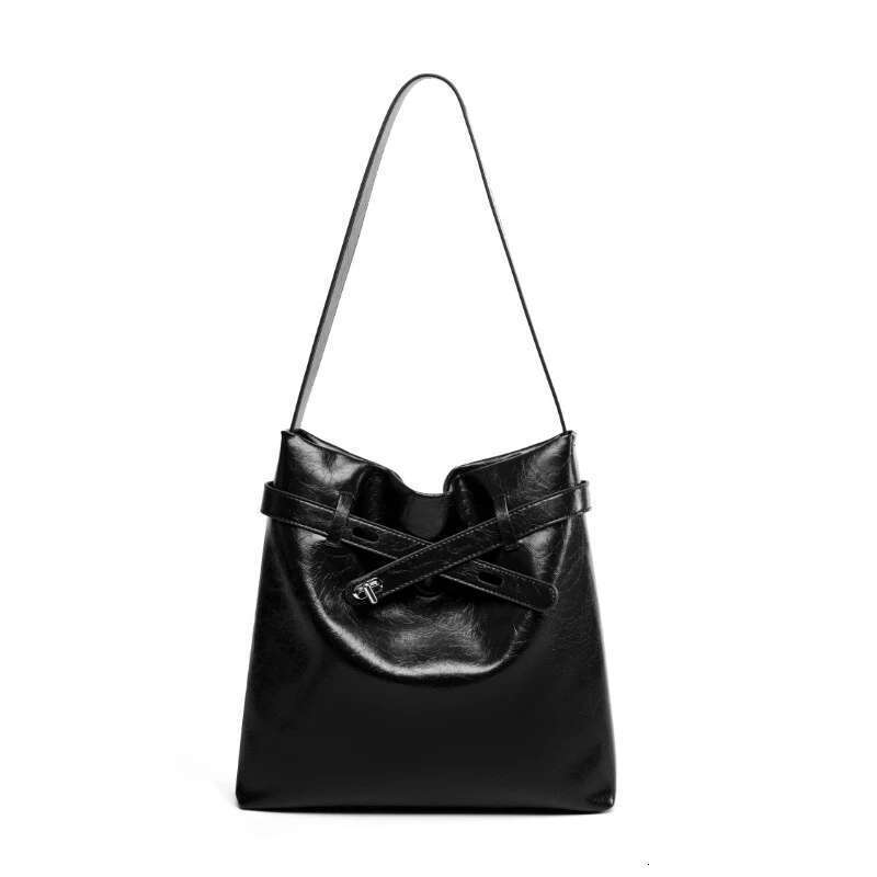 Women's Bags handbag Hifashion Retro Oil Wax Genuine Leather Large Tote Shoulder Bags For Women Designer Bucket Underarm Ladies Handbags