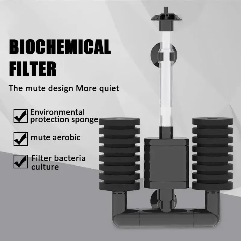 Aquarium Filter for Fish Aquarium Tank Skimmer Biochemical Sponge Air Pump Filter Sponge Clean Water Circulation Fish Farming 3W