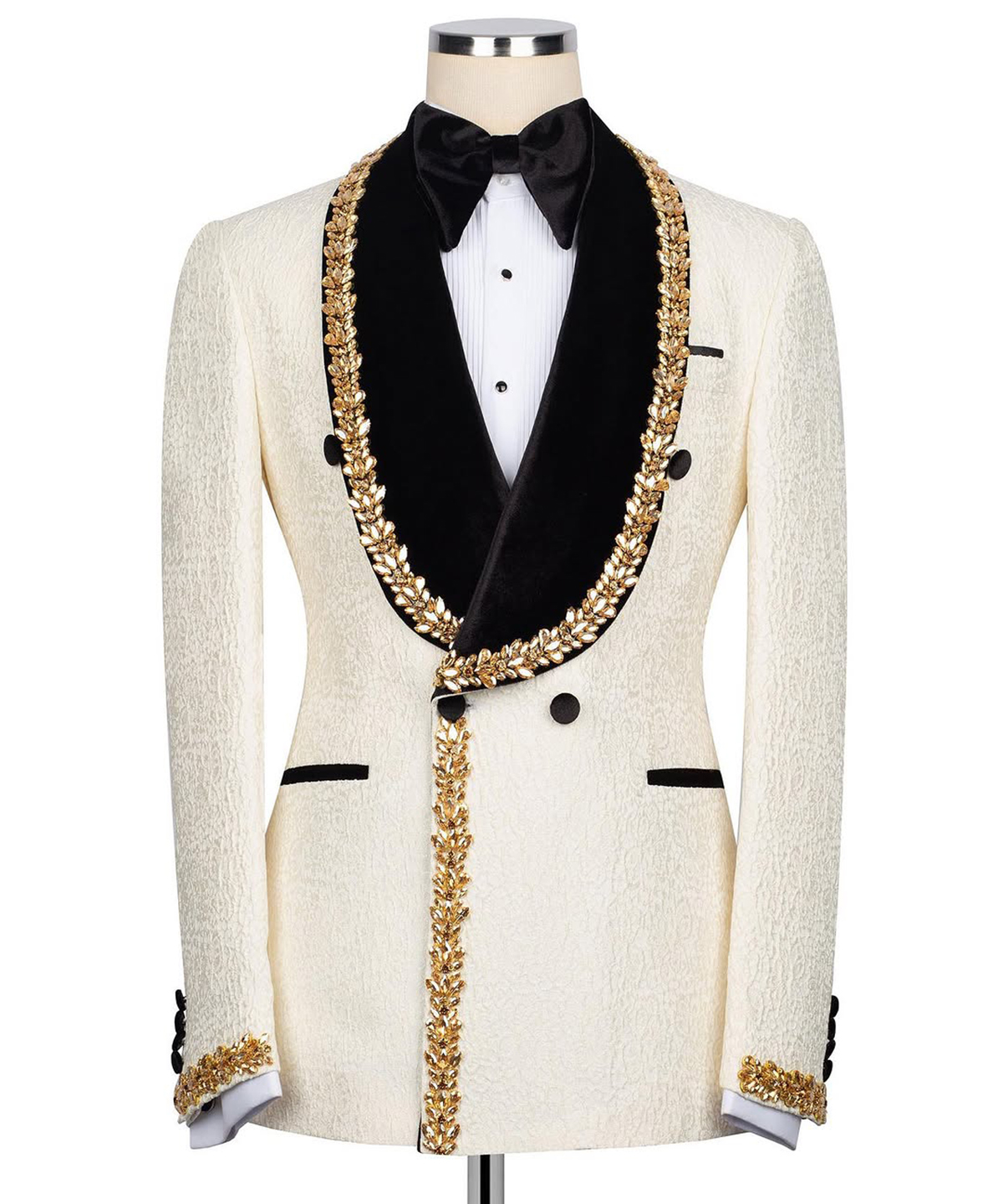 Luxury Men Suits Tailor-Made 2 Pieces Suit Tuxedos Shawl Lapel Groom Blazer Wedding Double Breasted Coat+Black Pants Prom Evening Party Formal Occasio