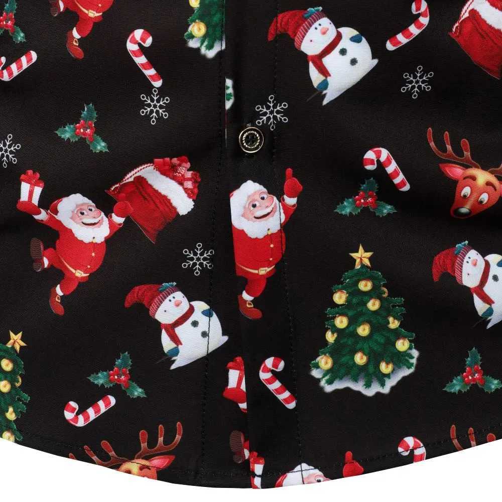Mens Long Sleeve Shirt Christmas Shirt Banquet Holiday Printed Tops Fashion Cartoon Mens Long Sleeve Shirt W250312