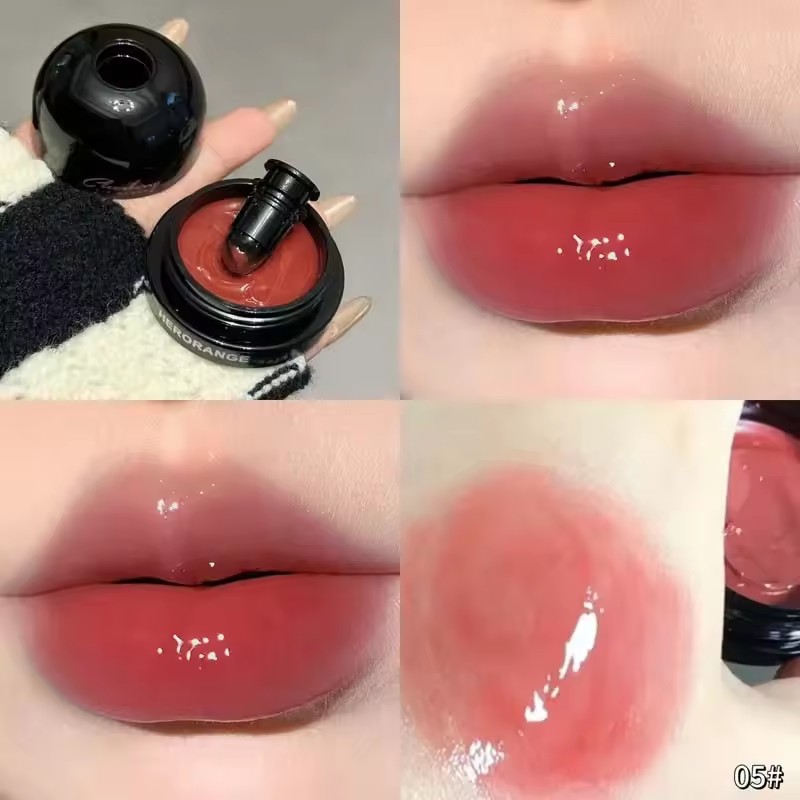 With Silicone Lip Brush Jelly Solid Lip Gloss Non-stick Mirror Lip Tint Lasting Makeup Moisturizing Canned Crystal Lipstick Mud