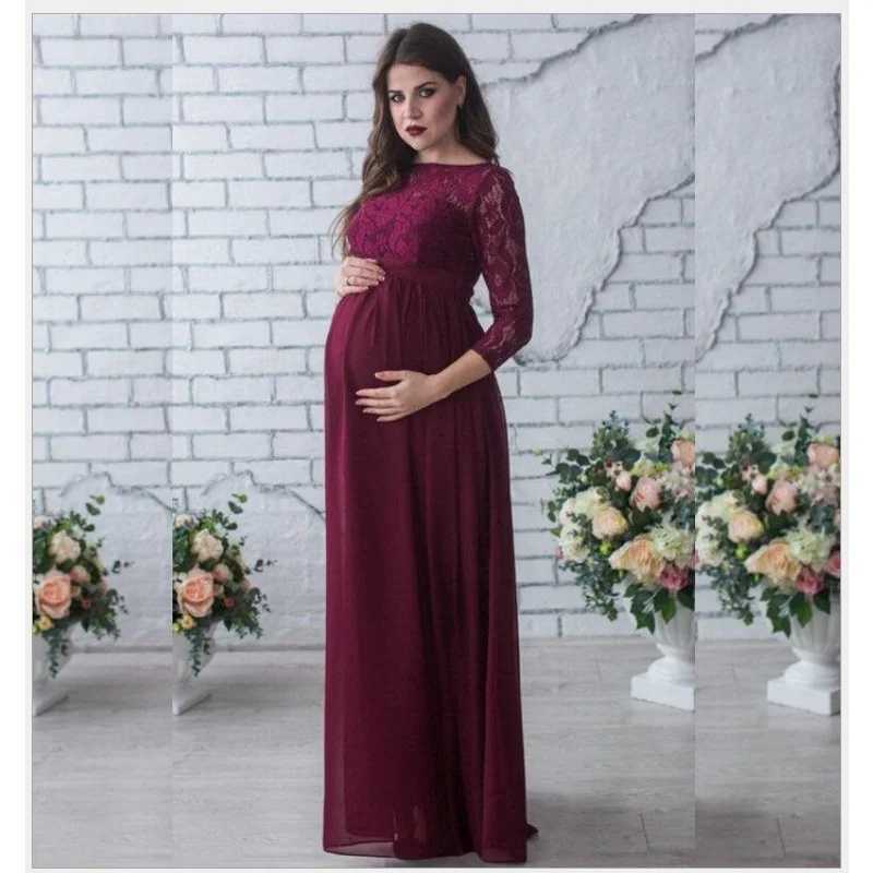 Pregnant Mother Dress Maternity Photography Props Women Pregnancy Clothes Lace Dress For Pregnant Photo Shoot ClothingT250311