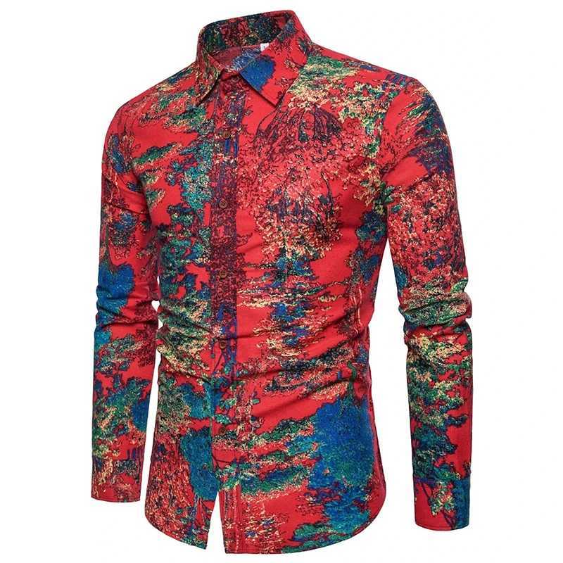 2024 3D printed abstract art graphic fashion sportswear mens long sleeved regular fit shirt mens button down sweater W250312