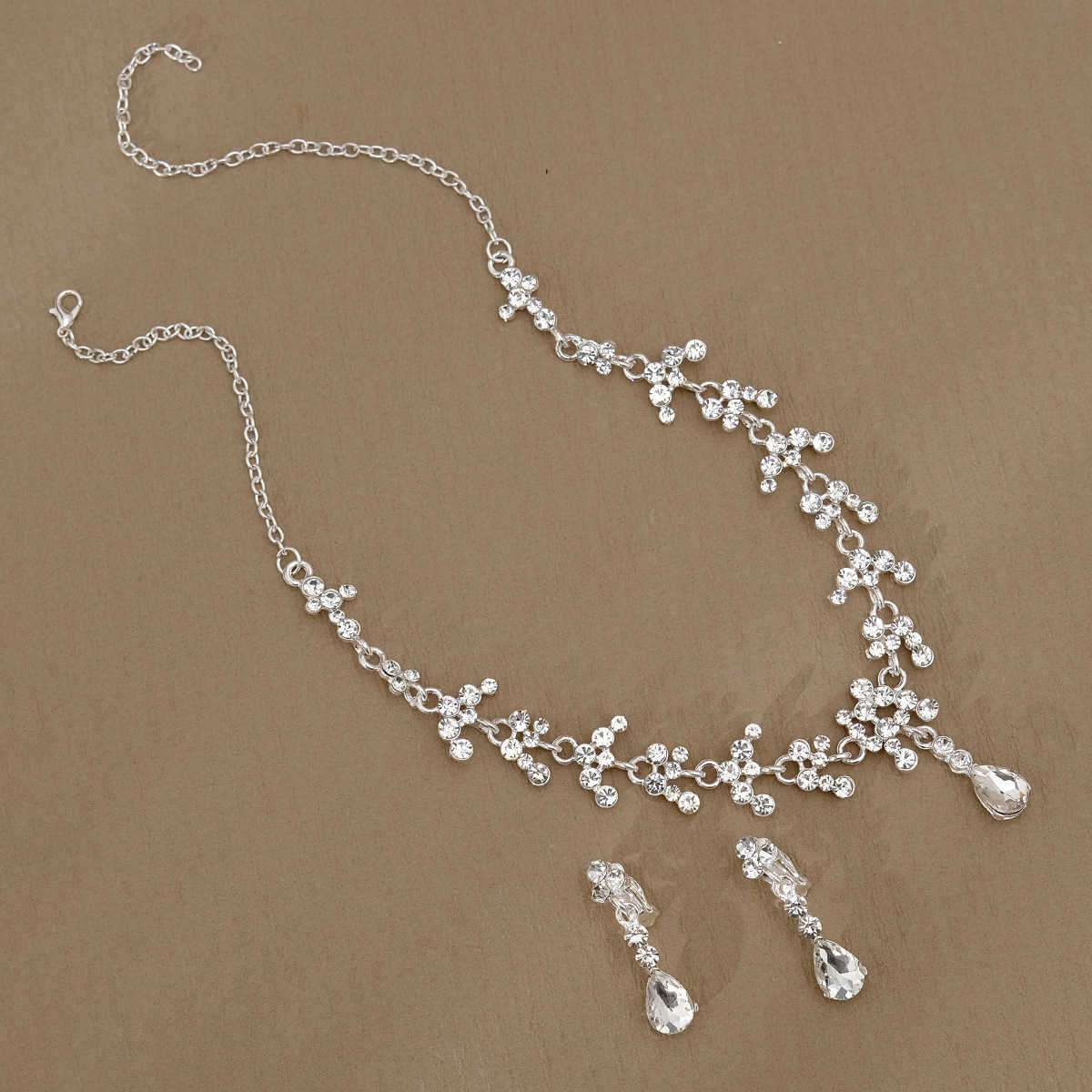 Bridal Accessories Wedding Jewelry Two Piece Set Wedding Dress Accessories Water Diamond Pearl Earrings Necklace Set Female W250312