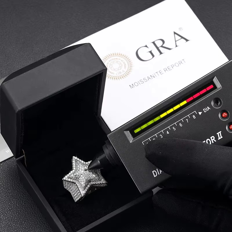 Star Ring Luxury Jewelry Moissanite Fashion Jewelry Moissanite 14k Planted Iced Out S925 Mens Ring