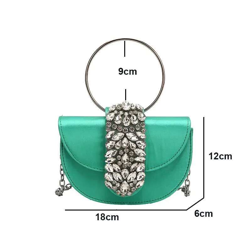 New Women Evening Bags Shiny Rhie Clutch Money Purses Fashion Shoulder Handbag Wedding Party Dinner Bag