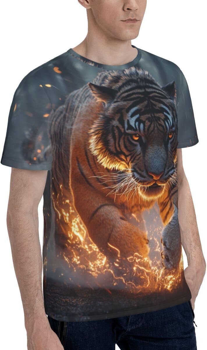 Mens T shirt Unisex Novelty Tiger Running 3D Pattern Printed T-Shirts Lightning Tiger Men Women Summer Casual Round Neck Tee Top tee Casual tops summe