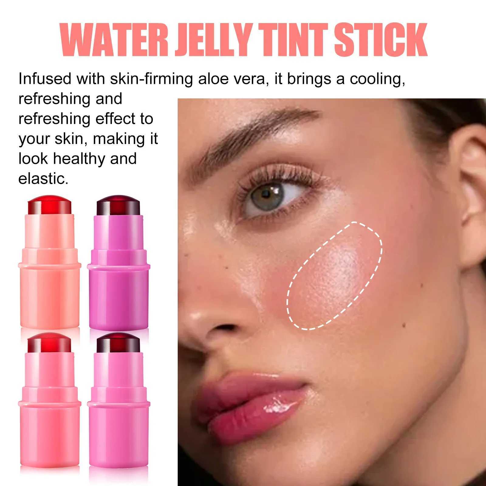 Berry Silky Matte Pearl Stick Blush Cream for Lips and Cheeks with Rotating Flat Tube Makeup Jelly Blush Lip Gloss Stick W250312