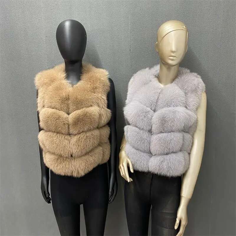 Ladies Winter Autumn Coat Warm Made Of Natural Women's Real Fur Vest Genuine