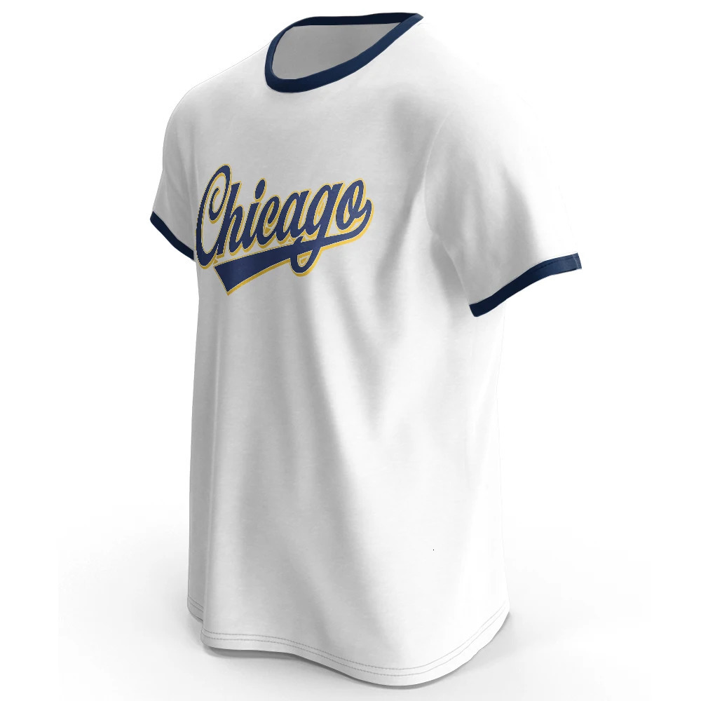 Chicago letter retro printed mens raglan sleeve Tshirt cotton oversized casual loose summer top 250312