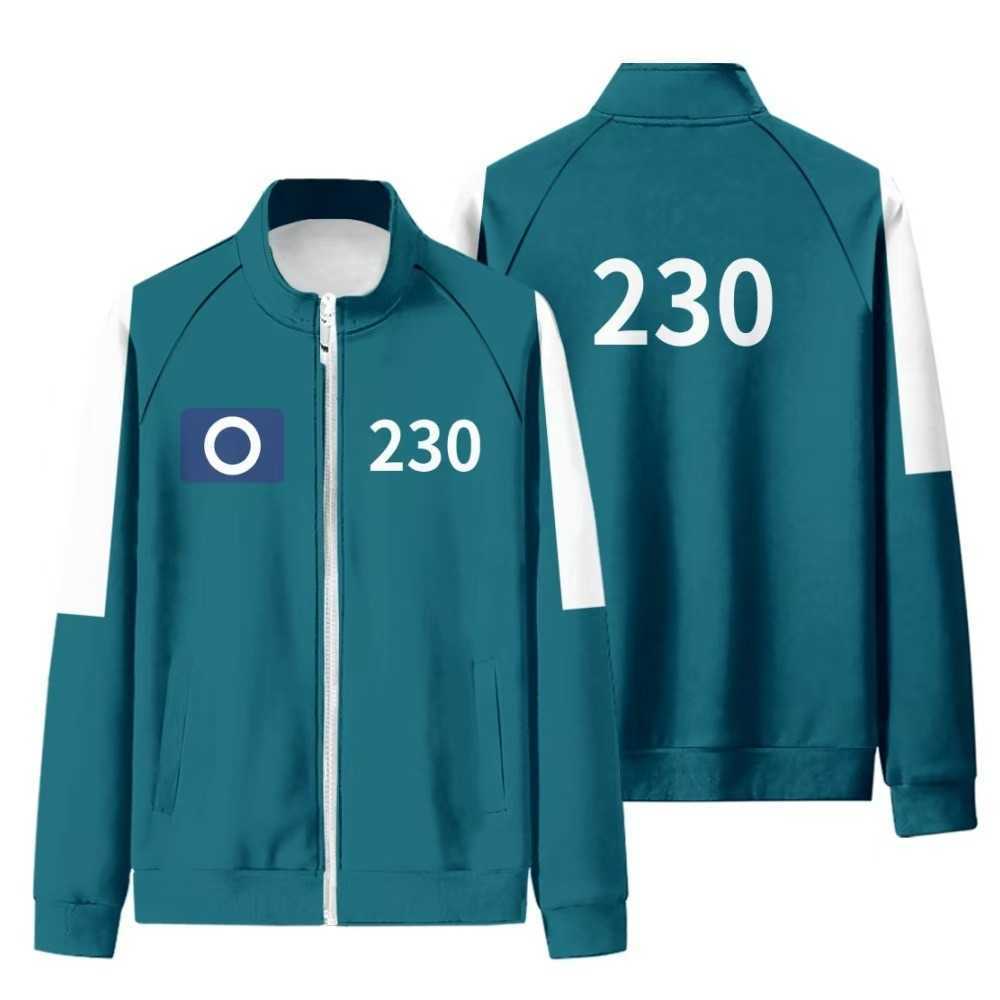 2025 New Korean Movie Digital 456 Zipper Stand Up Collar Jacket Mens and Womens Same Style Sports 2-piece Set