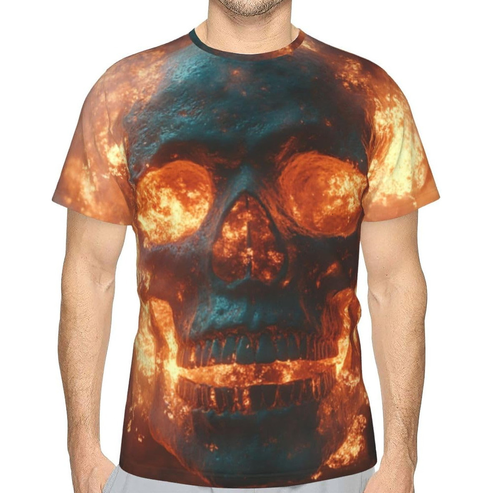 Mens T shirt Unisex Novelty Flame Skull 3D Pattern Printed T-Shirts Demon Skull Men Women Summer Casual Round Neck Tee Top tee Casual tops summer clot