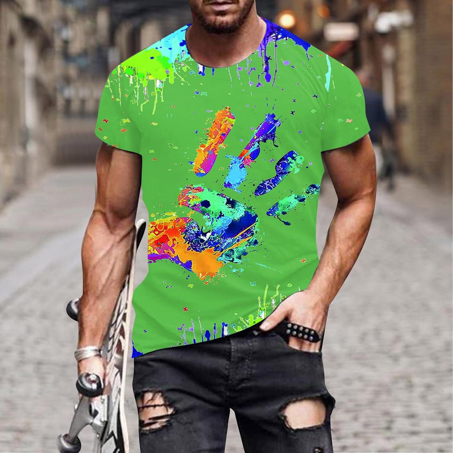 Mens T shirt Mens 3D Printed Shirt Short Sleeve T-Shirts Casual Stylish Graphic Tees Funny Colorful Pattern Top tee Casual tops summer clothes