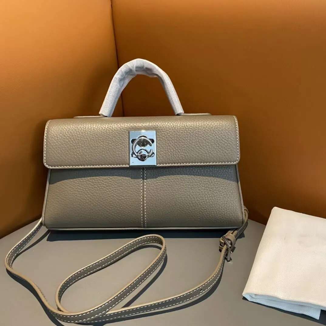 Women's Niche Cowhide Square Stance Briefcase Fashion Commuter Business Shoulder Crossbody Bag