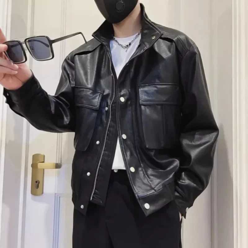 Man Coat Leather High Quality Clothing Fashion 2024 Vintage Cargo Jacket for Men Cheap Sale Joker Casual Aesthetic Clothes OfferT250311