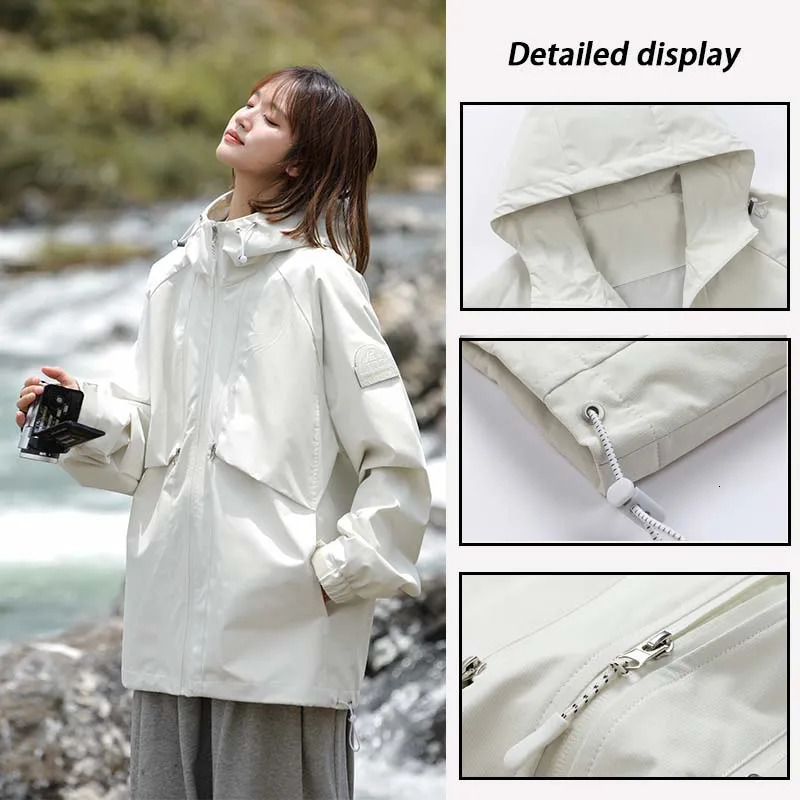 Women Spring Autumn Waterproof Hiking Jackets Men Outdoor Camping Trekking Fashion Hooded Windproof Windbreaker Rain 250312