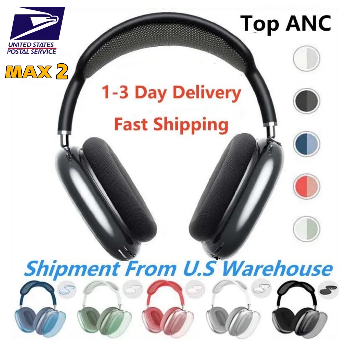 For Airpods Max Bluetooth Earbuds ANC Noise Canceling Headphone Accessories Transparent TPU Waterproof Protective Case AirPod Maxs Headphones Headset Cove