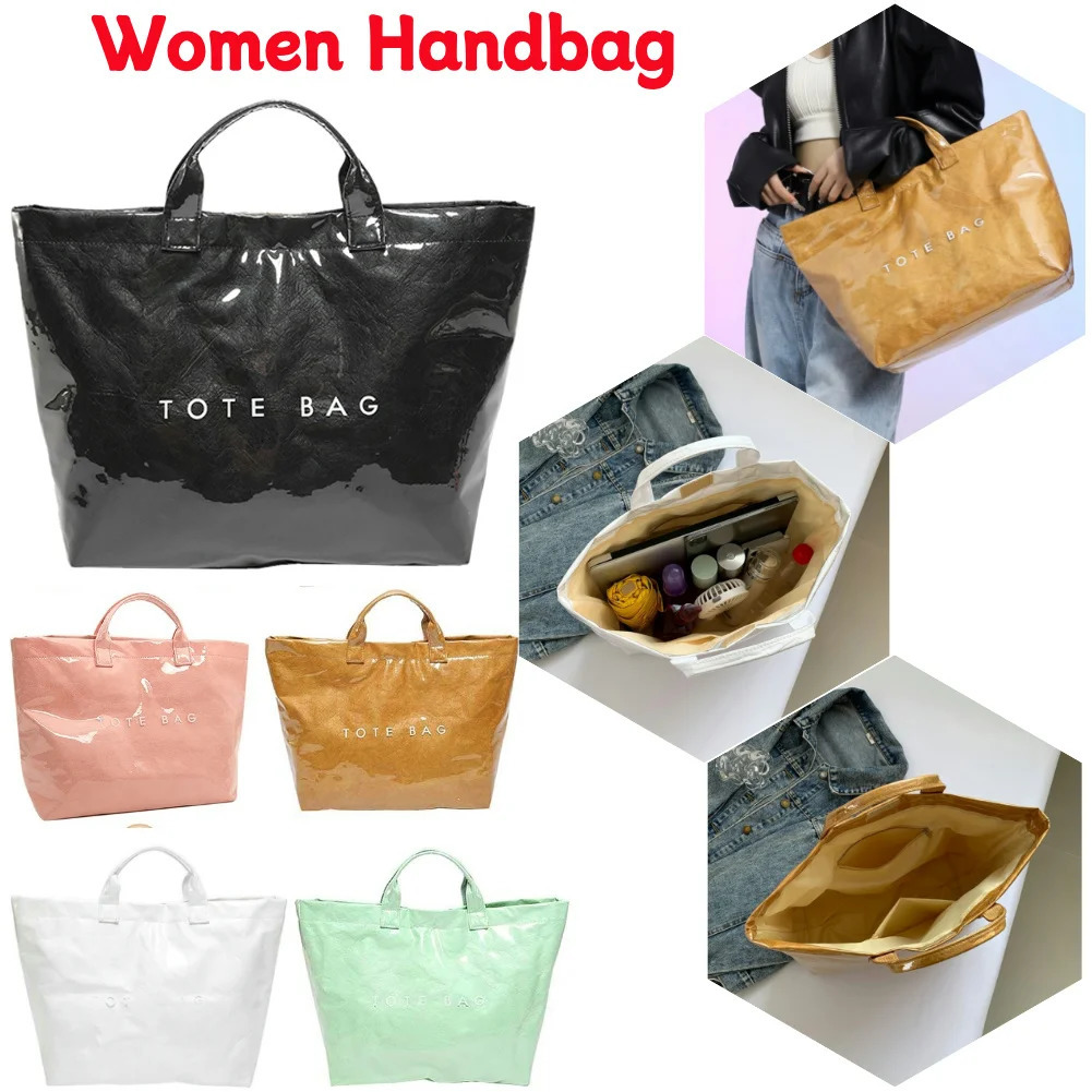 Womens Tote Bags Solid Color Bag Simple Outdoor Leisure Large Capacity Bag Work Fashion Bag PVC Travel Bag 250305