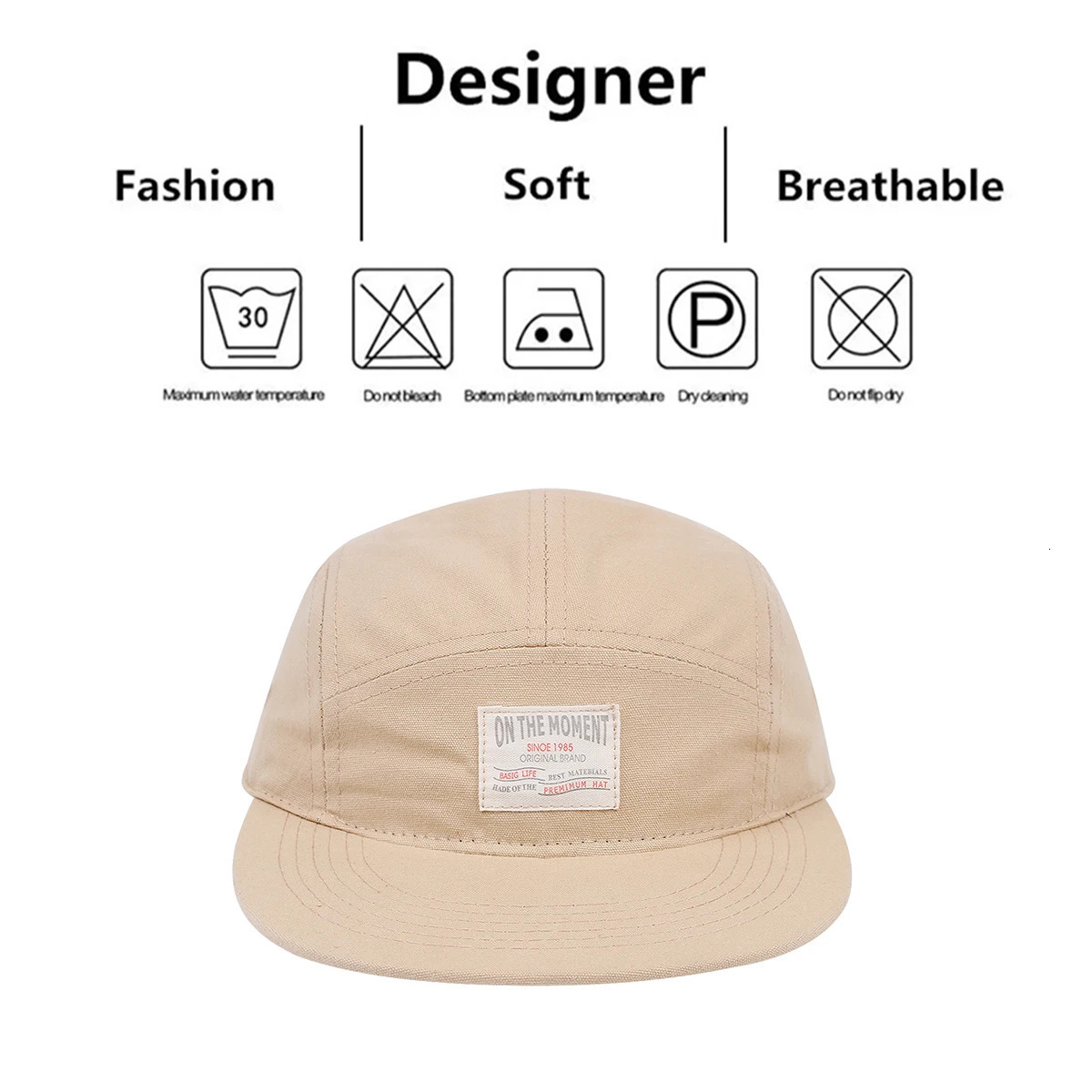 ON THE MOMENT Cotton 5 Panel Baseball Cap Caps Bone Original Men Hip Hop Hats For Women Adjustable 250311