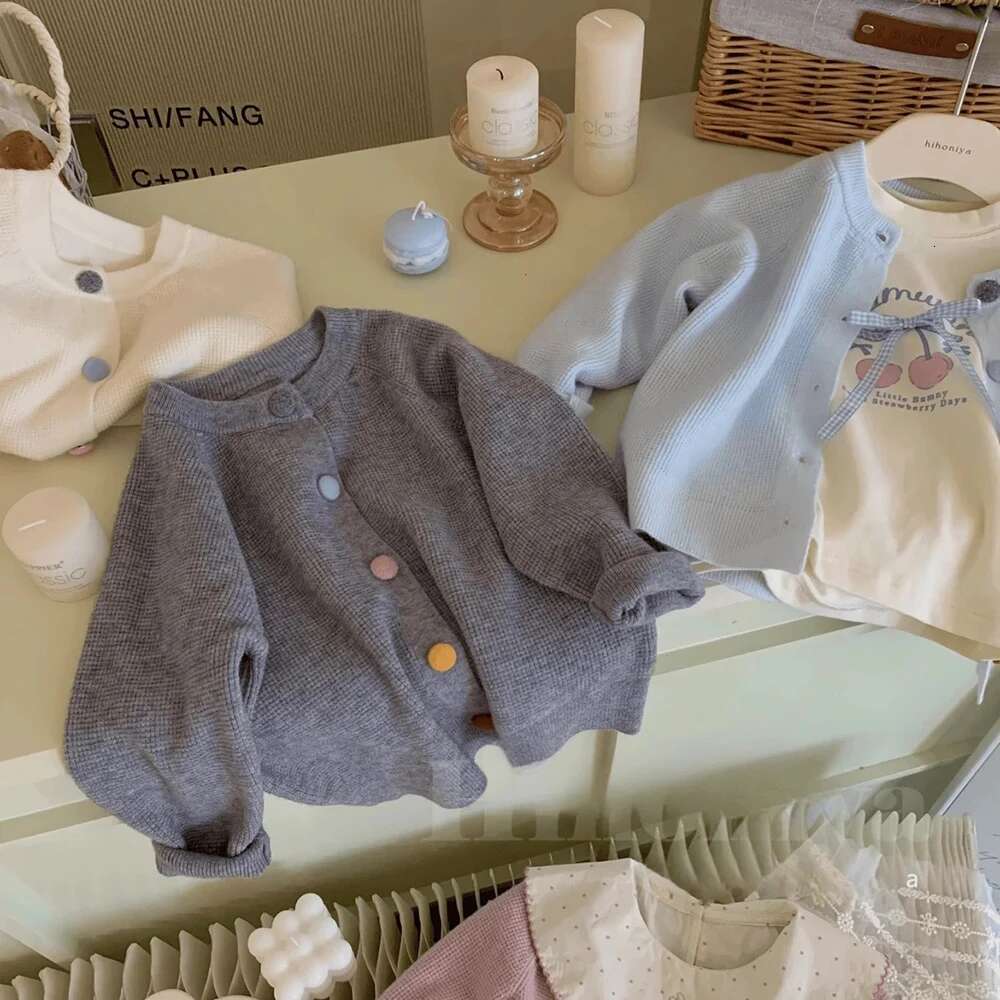 Ddmyshoesvip Girls Knitted Sweater Korean Style Long Sleeve Single Breasted Cardigans Kids Outerwear Autumn Children Clothes Knit Tops