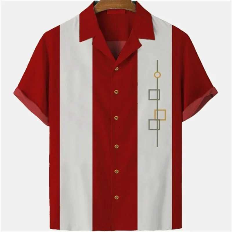 Mens striped eleGant shirt with colorful printed idol clothing long robe short sLeeved shirt casual social cufflinks oversized fashionable shirt W2503