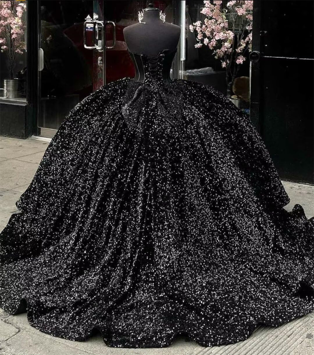Ball Gown Quinceanera Dresses Elegant Sequined Crystal Sweetheart Lace-up Plus Size Sweet 15 16 Princess Birthday Party Gowns Vestidos De 15 Anos QD10