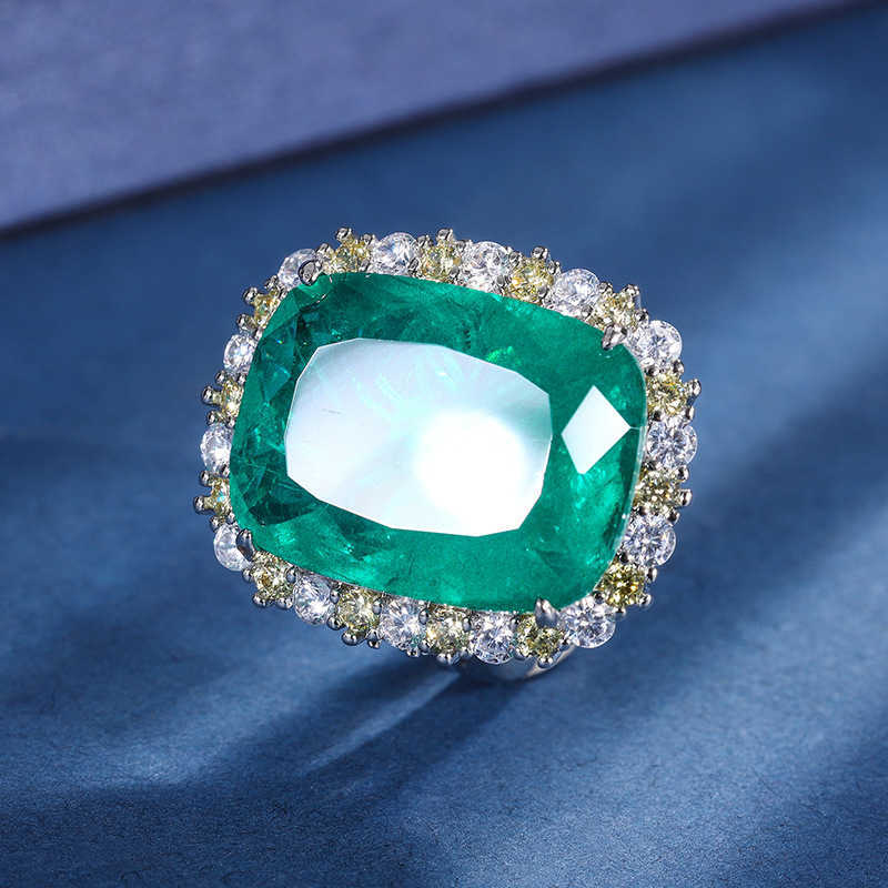 Zhuangsheng Copper Bottom Gold Plated Simulation Color Blue Treasure Grandmother Green Fat Rectangular Light Luxury Texture Set 15 * 20 W250312