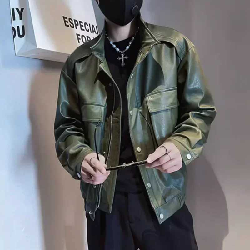 Man Coat Leather High Quality Clothing Fashion 2024 Vintage Cargo Jacket for Men Cheap Sale Joker Casual Aesthetic Clothes OfferT250311