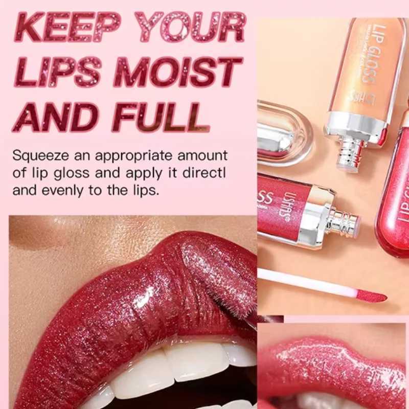 Ushas Glittering Lip Gloss Lasting Diamond Pearl Metallic Liquid lipstick Moisturizing lipstick 2 Color Korean Makeup W250312