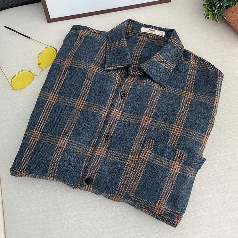 Retro mens plain weave shirt mens casual office top and shirt oversized long sleeved summer shirt business clothing autumn Z W250312