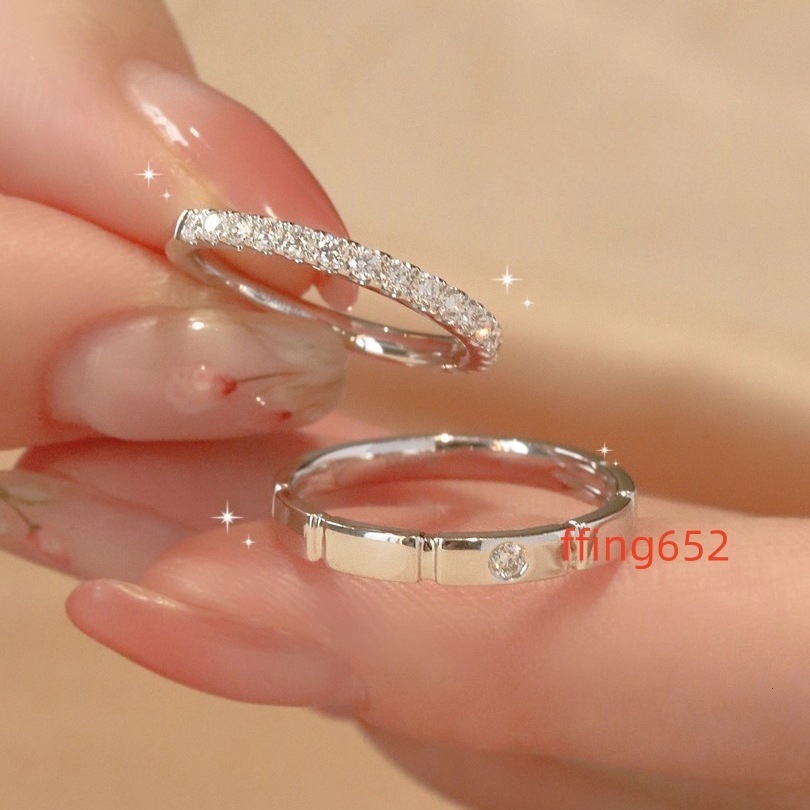 Factory Wholesale Sterling Silver S925 Moissanite Ring Couple Ring Full Diamond Wedding Ring