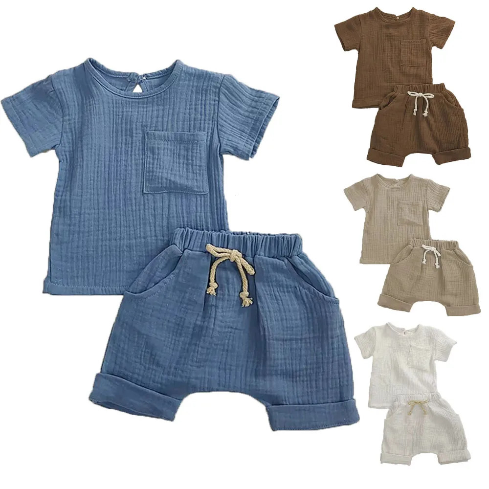 2 Pieces Babies Outfit Set Cotton born Baby Girl Clothes Boys Toddler Romper T-shirts and Shorts Infant Soft Clothes 250311