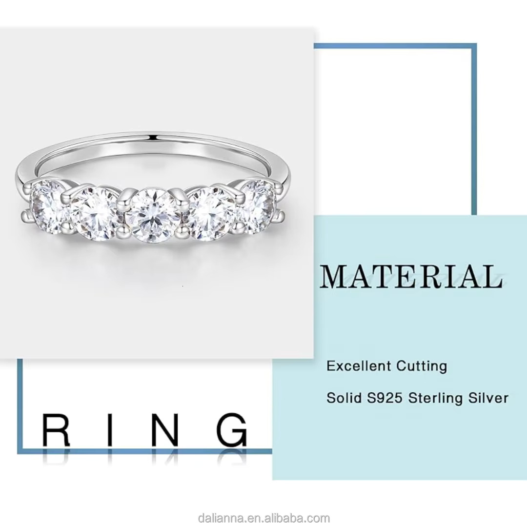 Wholesalers Single Row 4Mm Diamond Wedding Moissanite Rings 14K Gold Plating 925 Silver Moissanite Engagement Rings for Women